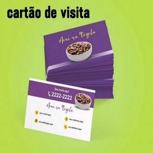 *Cartão de visita couchê 300 gr 10x15  verniz frente corte reto 